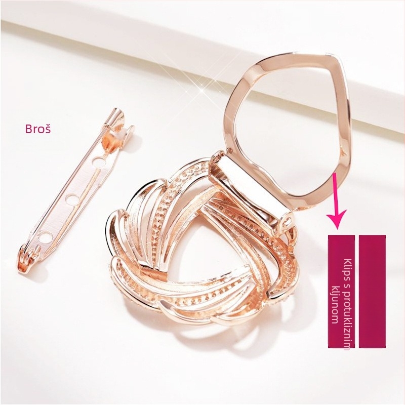 Šalna kopča i broš s cvjetnim uzorkom, legura, pozlaćena završna obrada, prilagodljivo