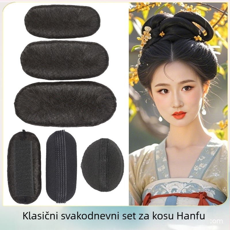 Staro Hanfu peruka s dugom svilenom kosom, jastučićem za kosu i štapićem za kosu, antički stil