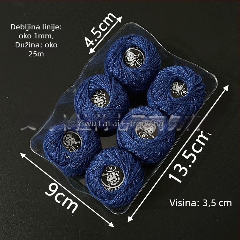 Šivaća nit | Laurie, Lr-7789; monokromna kutija za križni vez, DIY Temari kugla, No. 8 čipka, 62 g, moderan/kućni stil, prilagođena kutija