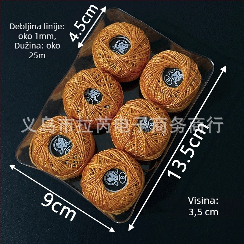 Šivaća nit | Laurie, Lr-7789; monokromna kutija za križni vez, DIY Temari kugla, No. 8 čipka, 62 g, moderan/kućni stil, prilagođena kutija