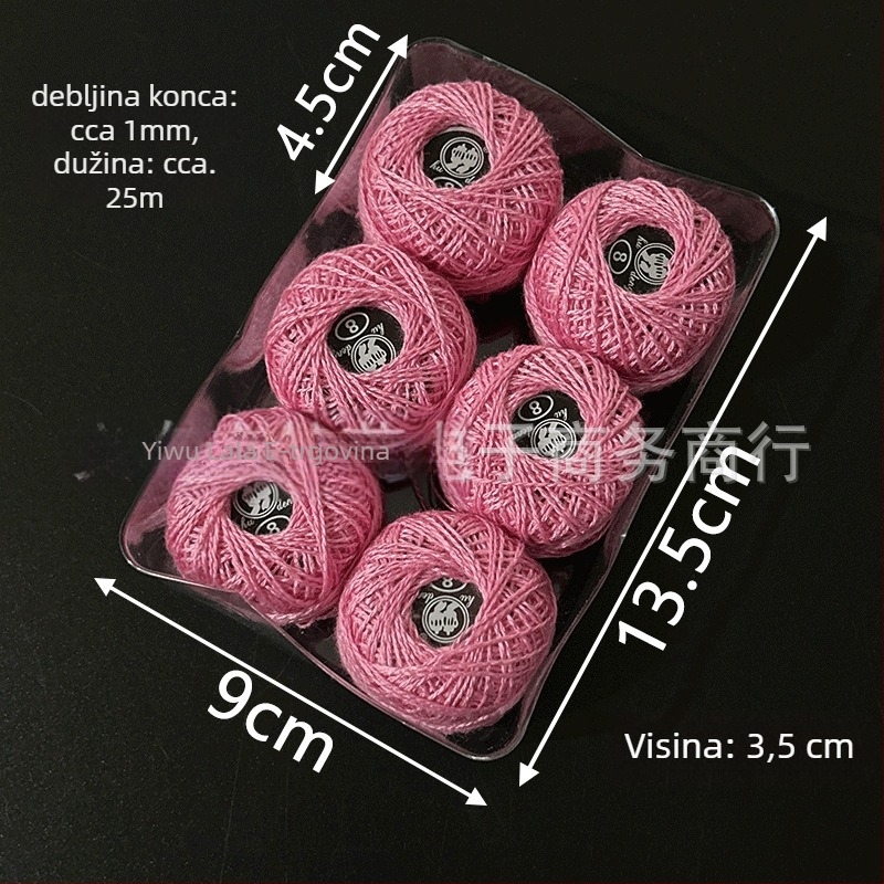 Šivaća nit | Laurie, Lr-7789; monokromna kutija za križni vez, DIY Temari kugla, No. 8 čipka, 62 g, moderan/kućni stil, prilagođena kutija