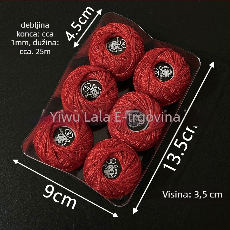 Šivaća nit | Laurie, Lr-7789; monokromna kutija za križni vez, DIY Temari kugla, No. 8 čipka, 62 g, moderan/kućni stil, prilagođena kutija