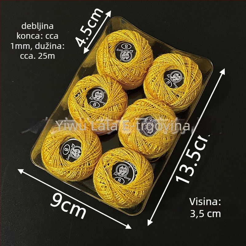 Šivaća nit | Laurie, Lr-7789; monokromna kutija za križni vez, DIY Temari kugla, No. 8 čipka, 62 g, moderan/kućni stil, prilagođena kutija