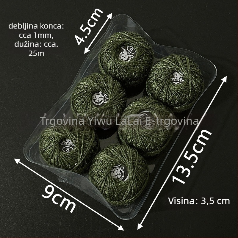 Šivaća nit | Laurie, Lr-7789; monokromna kutija za križni vez, DIY Temari kugla, No. 8 čipka, 62 g, moderan/kućni stil, prilagođena kutija