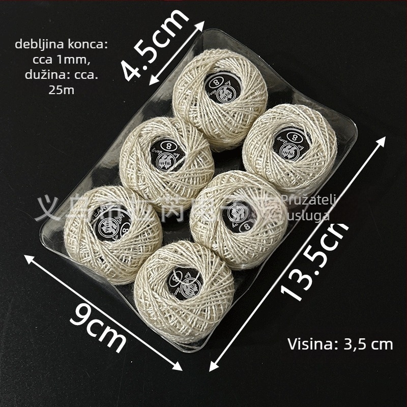 Šivaća nit | Laurie, Lr-7789; monokromna kutija za križni vez, DIY Temari kugla, No. 8 čipka, 62 g, moderan/kućni stil, prilagođena kutija