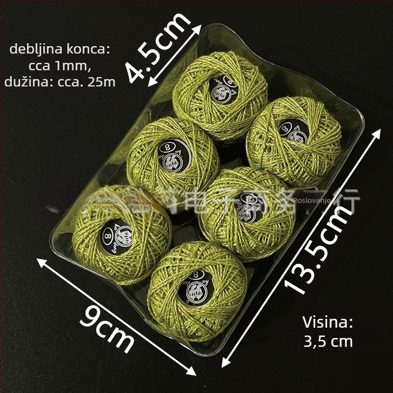 Šivaća nit | Laurie, Lr-7789; monokromna kutija za križni vez, DIY Temari kugla, No. 8 čipka, 62 g, moderan/kućni stil, prilagođena kutija