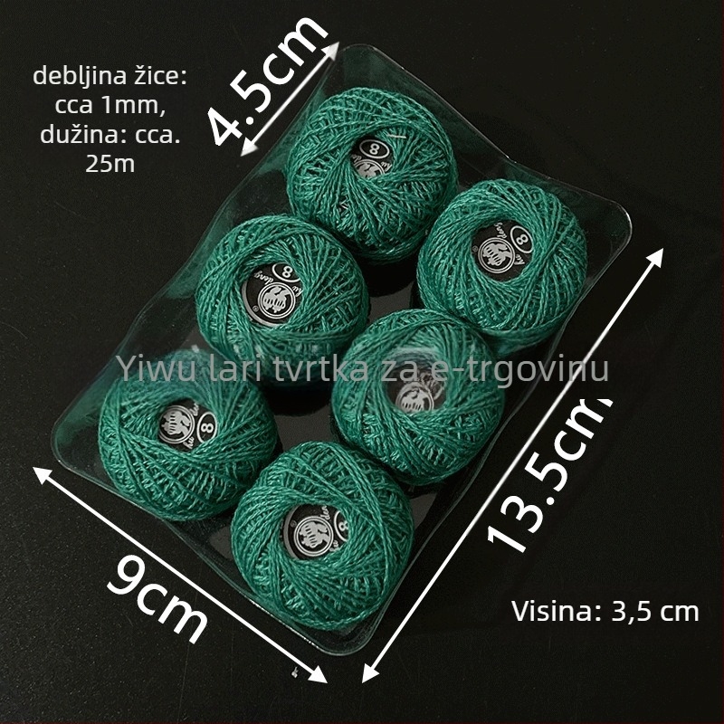 Šivaća nit | Laurie, Lr-7789; monokromna kutija za križni vez, DIY Temari kugla, No. 8 čipka, 62 g, moderan/kućni stil, prilagođena kutija