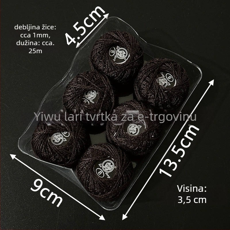 Šivaća nit | Laurie, Lr-7789; monokromna kutija za križni vez, DIY Temari kugla, No. 8 čipka, 62 g, moderan/kućni stil, prilagođena kutija