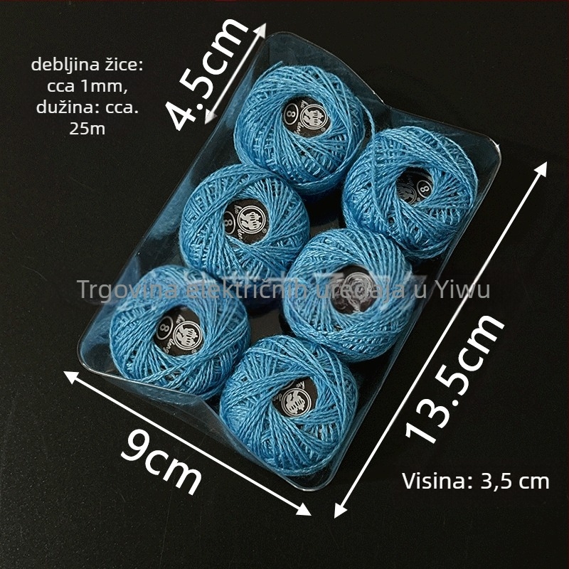 Šivaća nit | Laurie, Lr-7789; monokromna kutija za križni vez, DIY Temari kugla, No. 8 čipka, 62 g, moderan/kućni stil, prilagođena kutija