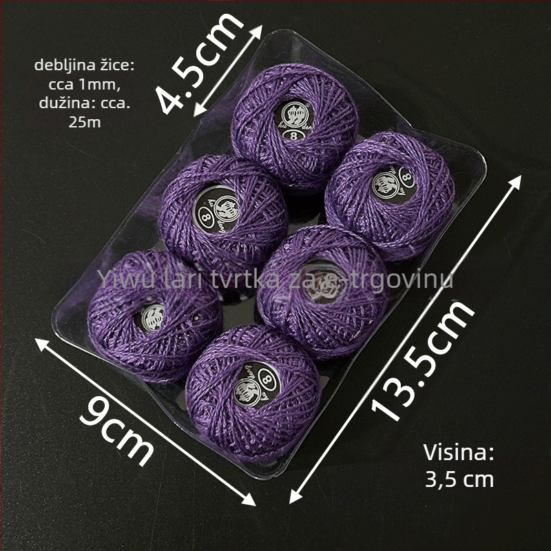 Šivaća nit | Laurie, Lr-7789; monokromna kutija za križni vez, DIY Temari kugla, No. 8 čipka, 62 g, moderan/kućni stil, prilagođena kutija