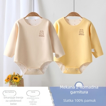 Unisex romper za novorođenčad od Corduroya s 96% zeca dlaka, dugi rukavi, proljeće