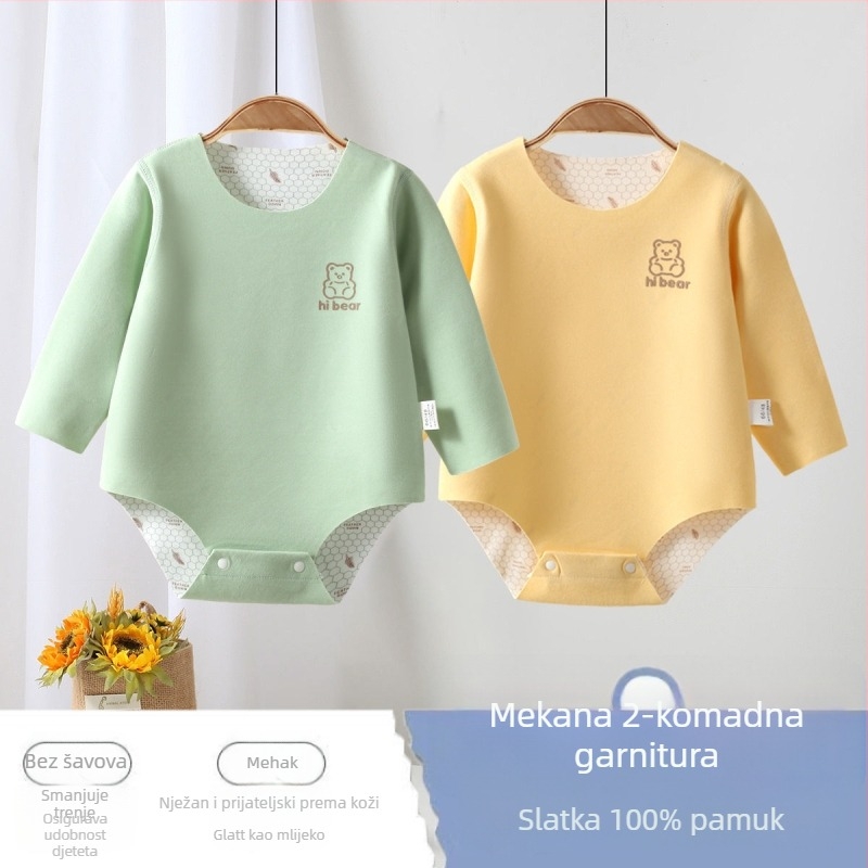 Unisex romper za novorođenčad od Corduroya s 96% zeca dlaka, dugi rukavi, proljeće