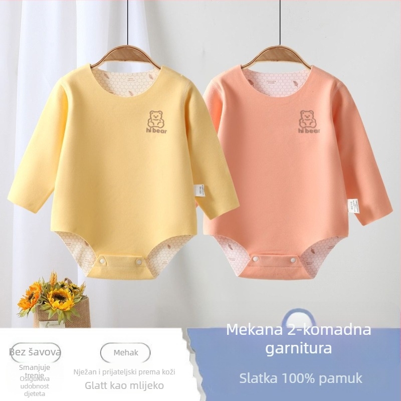 Unisex romper za novorođenčad od Corduroya s 96% zeca dlaka, dugi rukavi, proljeće