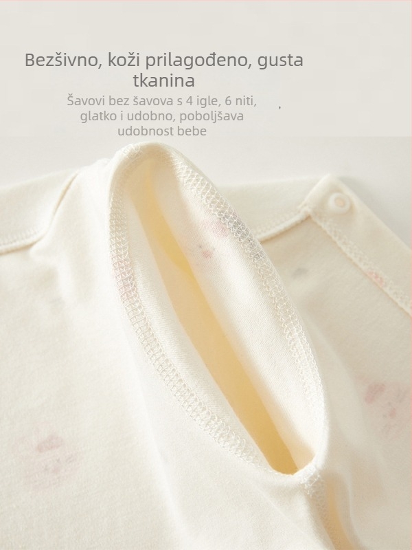 Novorođenački jumpsuit 100% pamuka – unisex, dugi rukavi, proljetno-jesenski model, prednje kopčanje na jedno dugme