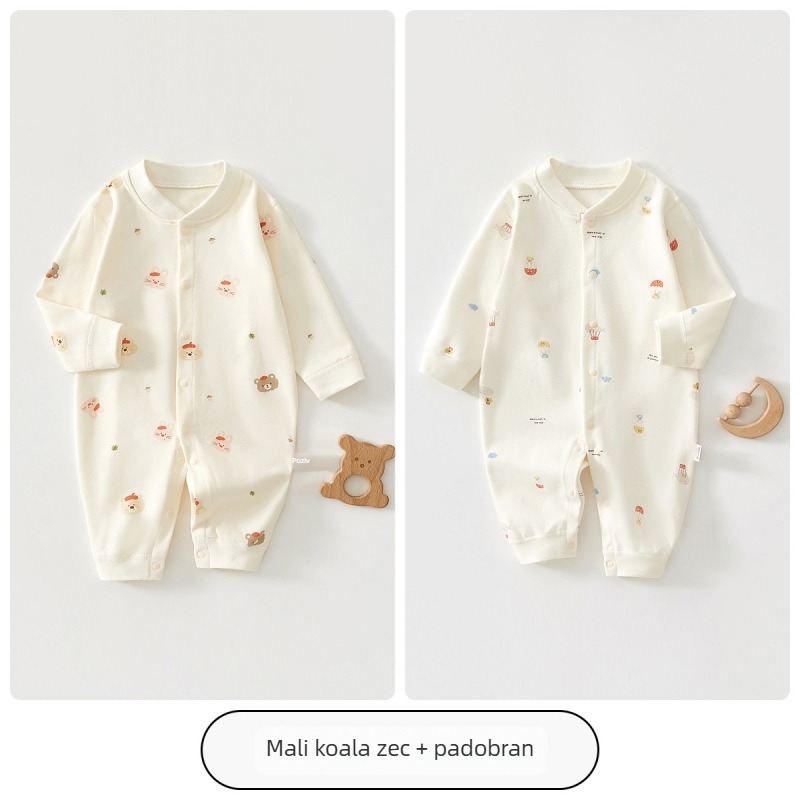 Novorođenački jumpsuit 100% pamuka – unisex, dugi rukavi, proljetno-jesenski model, prednje kopčanje na jedno dugme
