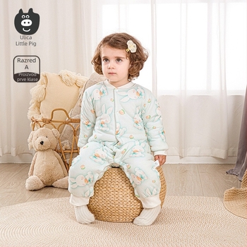 Bejbi kombinezon od pamuka s 120 g punom, 100% pamuka, dugi rukavi, unisex, prednje zatvaranje jednim gumbom