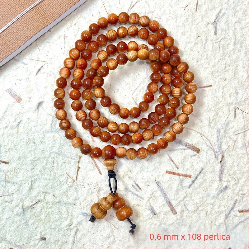 Ručna izrađena narukvica od drveta tuje, 12 okruglih perli, etnički unisex stil