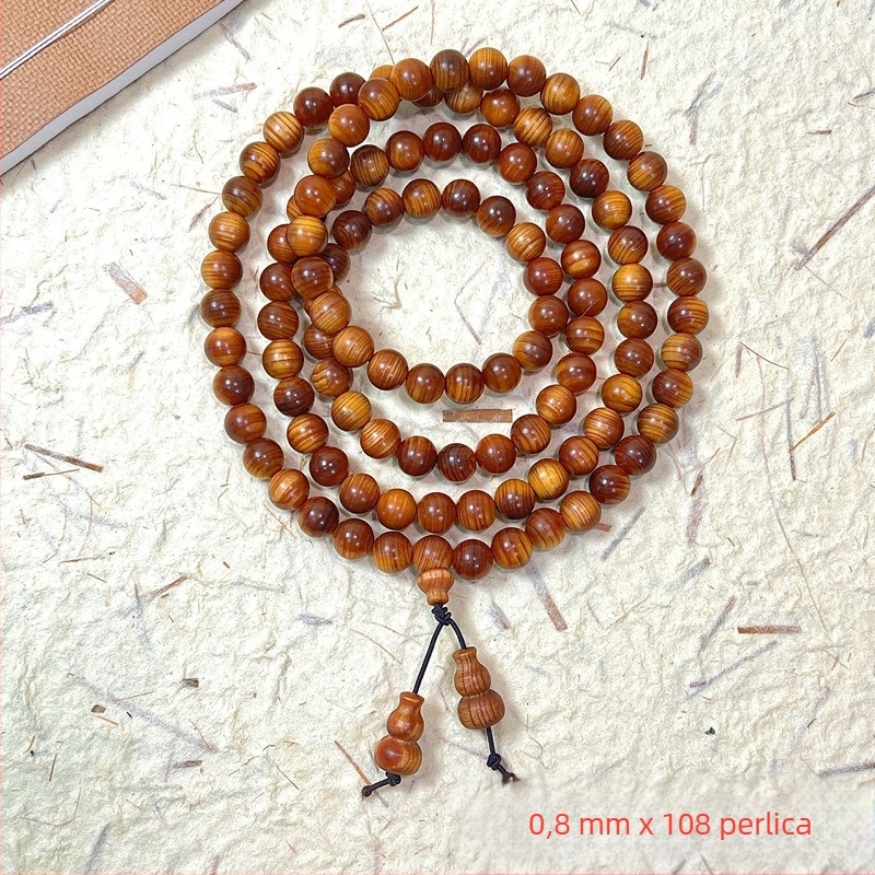 Ručna izrađena narukvica od drveta tuje, 12 okruglih perli, etnički unisex stil