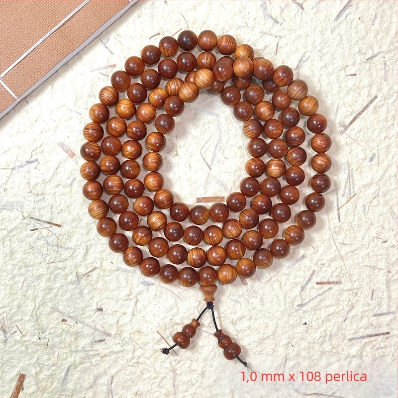 Ručna izrađena narukvica od drveta tuje, 12 okruglih perli, etnički unisex stil