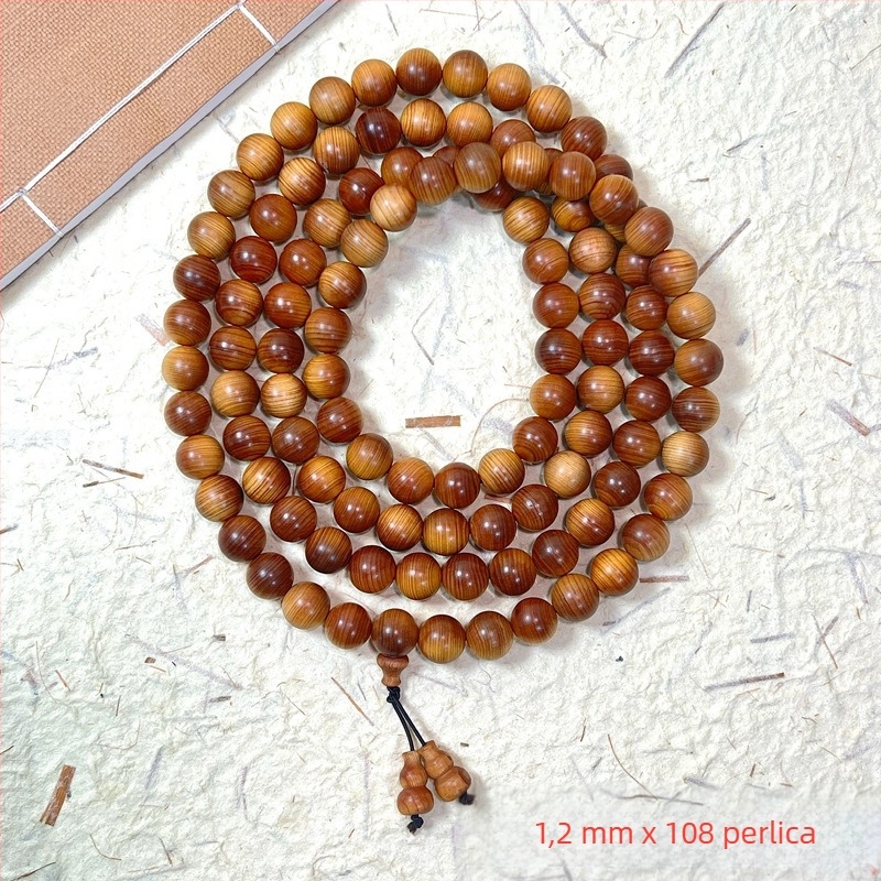 Ručna izrađena narukvica od drveta tuje, 12 okruglih perli, etnički unisex stil