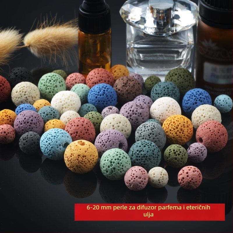 Aromatske perle od vulkanskog kamena, 6–20 mm, neporozne kuglice za difuzer, ručna izrada