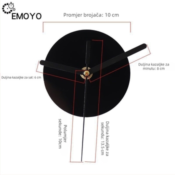 Kvarcni zidni sat s tihim mehanizmom – EMOYO napajanje na suhe baterije, plastično kućište, plastični brojčanik, modern stil