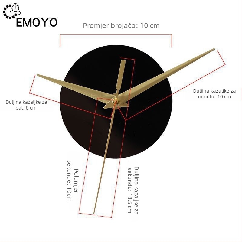 Kvarcni zidni sat s tihim mehanizmom – EMOYO napajanje na suhe baterije, plastično kućište, plastični brojčanik, modern stil