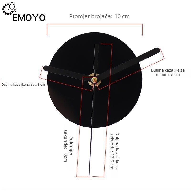 Kvarcni zidni sat s tihim mehanizmom – EMOYO napajanje na suhe baterije, plastično kućište, plastični brojčanik, modern stil