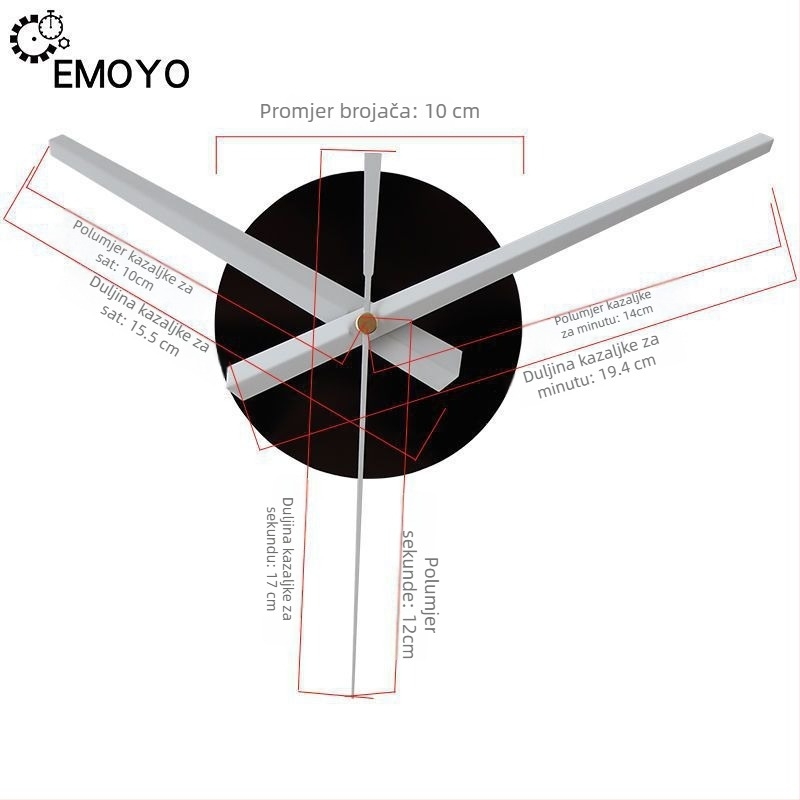 Kvarcni zidni sat s tihim mehanizmom – EMOYO napajanje na suhe baterije, plastično kućište, plastični brojčanik, modern stil