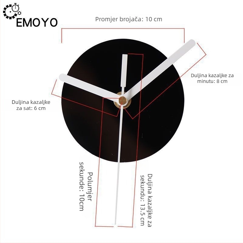 Kvarcni zidni sat s tihim mehanizmom – EMOYO napajanje na suhe baterije, plastično kućište, plastični brojčanik, modern stil