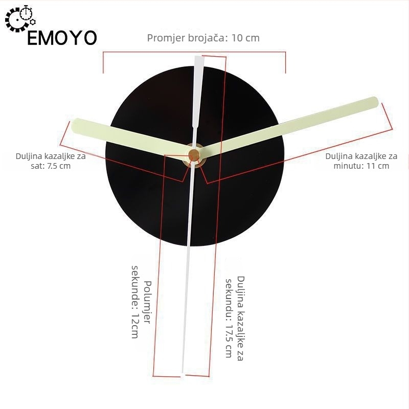 Kvarcni zidni sat s tihim mehanizmom – EMOYO napajanje na suhe baterije, plastično kućište, plastični brojčanik, modern stil