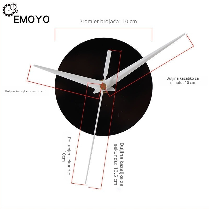 Kvarcni zidni sat s tihim mehanizmom – EMOYO napajanje na suhe baterije, plastično kućište, plastični brojčanik, modern stil