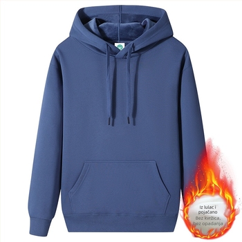 Kapucija hoodie od čvrstog pamuka s vunenom podstavom, slobodan kroj (Glavna tkanina: pamuk, Podstava: vuna, Debljina: fleece, Kroj: slobodan, Težina: 400g+)