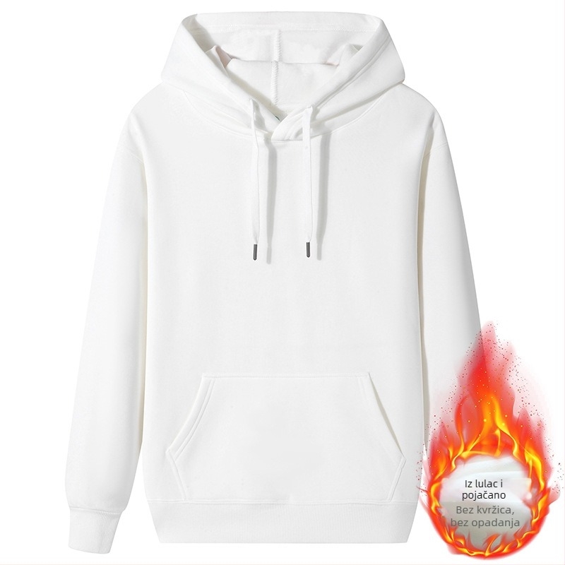 Kapucija hoodie od čvrstog pamuka s vunenom podstavom, slobodan kroj (Glavna tkanina: pamuk, Podstava: vuna, Debljina: fleece, Kroj: slobodan, Težina: 400g+)