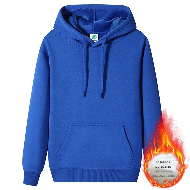 Kapucija hoodie od čvrstog pamuka s vunenom podstavom, slobodan kroj (Glavna tkanina: pamuk, Podstava: vuna, Debljina: fleece, Kroj: slobodan, Težina: 400g+)