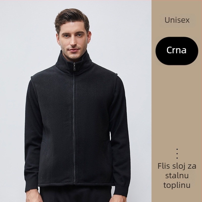 Radna vesta od poliestera s fleec podlogom, stojeći ovratnik, zatvarač na zip, bočni džepovi, za jesen i zimu