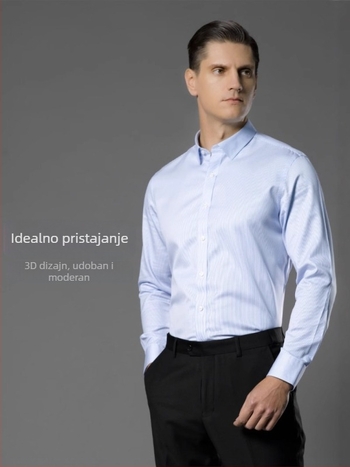 Muška košulja od 100% pamuka, bez glačanja, anti-nabor, dugi rukav, kvadratni ovratnik, poslovna odjeća