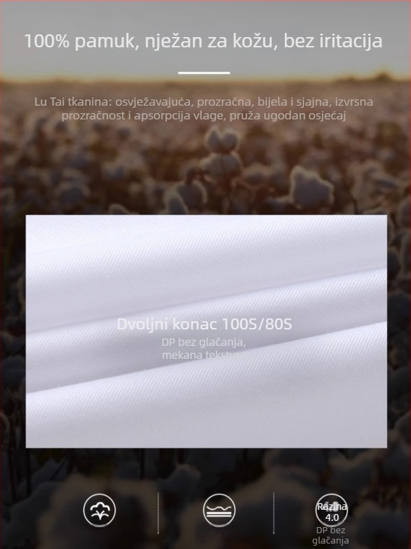 Muška košulja od 100% pamuka, bez glačanja, anti-nabor, dugi rukav, kvadratni ovratnik, poslovna odjeća