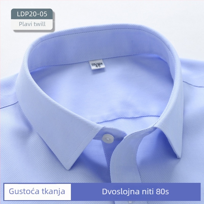 Muška košulja od 100% pamuka, bez glačanja, anti-nabor, dugi rukav, kvadratni ovratnik, poslovna odjeća