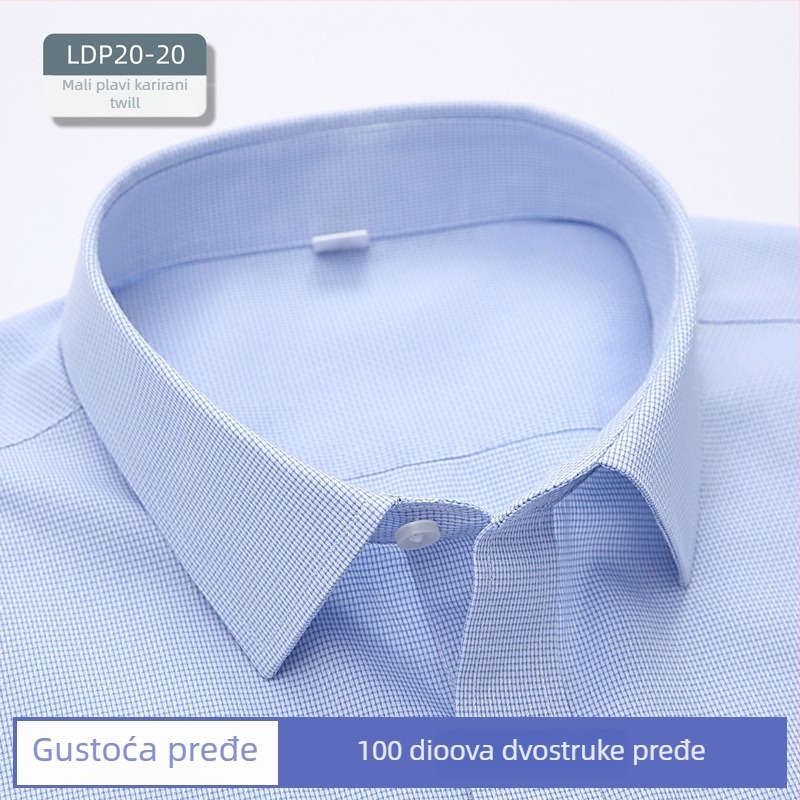 Muška košulja od 100% pamuka, bez glačanja, anti-nabor, dugi rukav, kvadratni ovratnik, poslovna odjeća