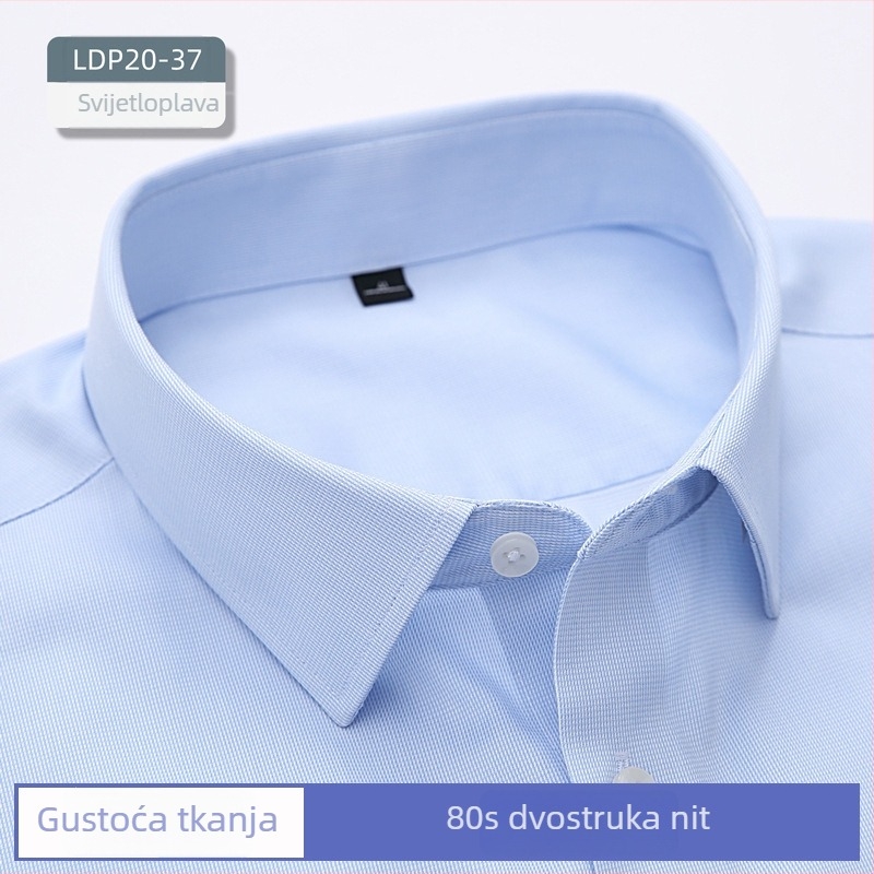 Muška košulja od 100% pamuka, bez glačanja, anti-nabor, dugi rukav, kvadratni ovratnik, poslovna odjeća