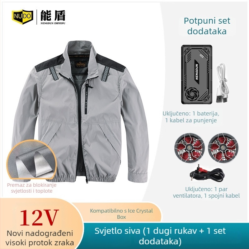 Muška rashladna majica s ugrađenim ventilatorom za aktivnosti na otvorenom i ribolov, punjiva, zaštita od sunca, poliester materijal