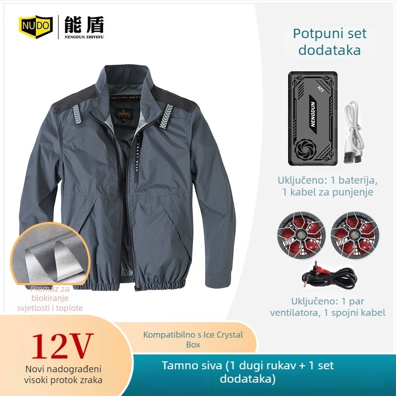 Muška rashladna majica s ugrađenim ventilatorom za aktivnosti na otvorenom i ribolov, punjiva, zaštita od sunca, poliester materijal