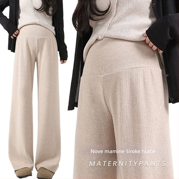 Trudničke hlače s širokim krojem, niska struka, bez pritiska na trbuh, Chenille podstava s flisom