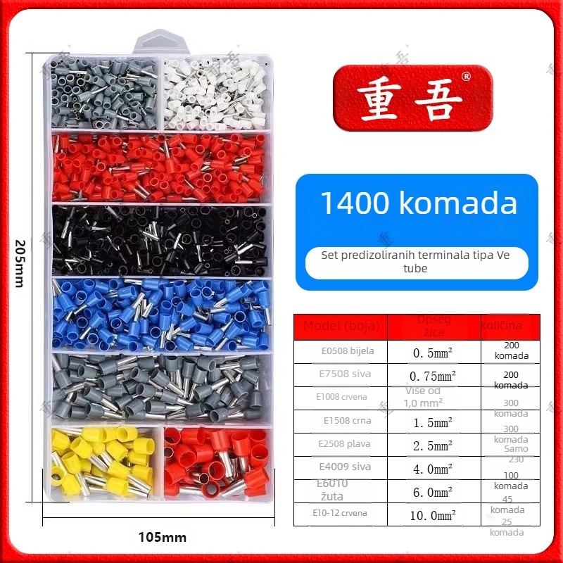 Set kliješta za obavljanje terminala cijevi tipa s predizolacijom, Chongwu, mangan čelik, 325 g, uštedu snage