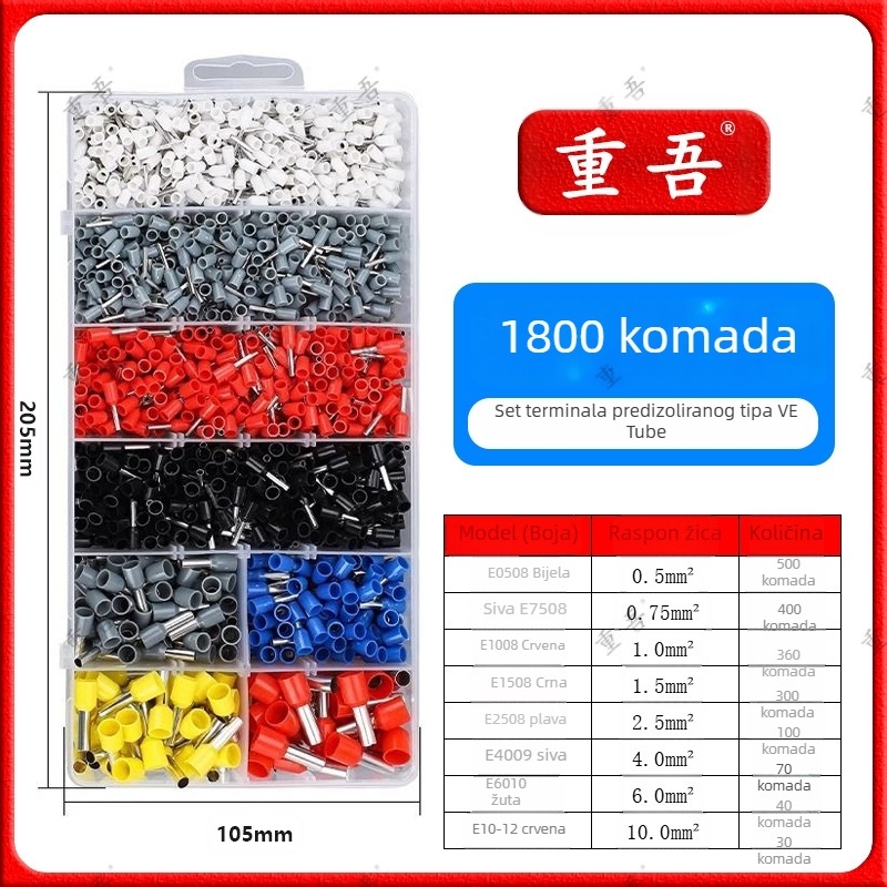 Set kliješta za obavljanje terminala cijevi tipa s predizolacijom, Chongwu, mangan čelik, 325 g, uštedu snage