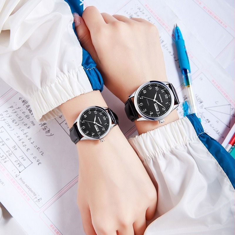 Bao Sizhe Par satova s automatskim mehaničkim pokretom, kalendar i prikaz tjedna, svjetleće kazaljke, kožni kaiš, vodootpornost 30m