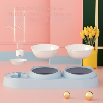 Mačja dvostruka zdjela s automatskim pićem i hranom, plastična, marka Yixin yichong