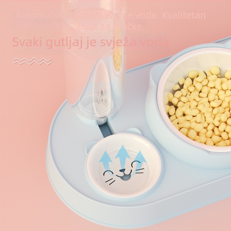 Mačja dvostruka zdjela s automatskim pićem i hranom, plastična, marka Yixin yichong