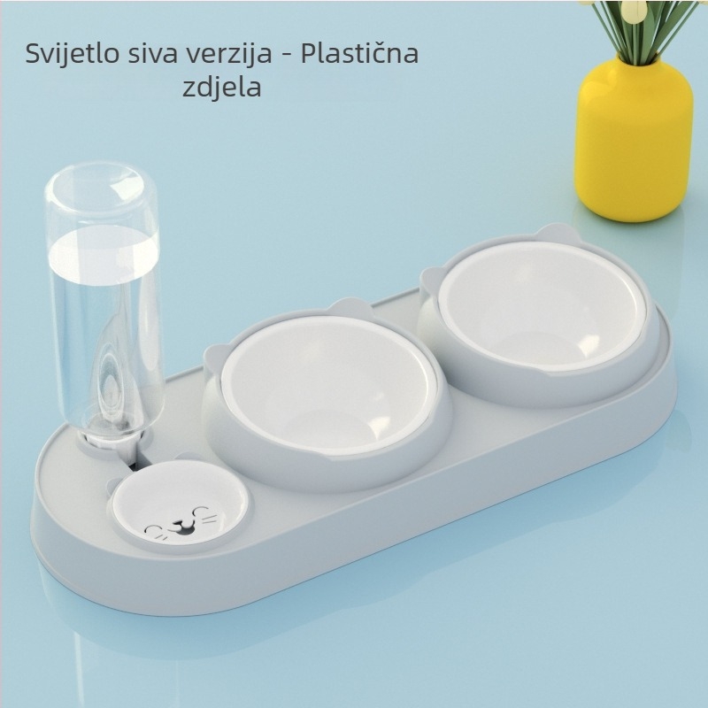 Mačja dvostruka zdjela s automatskim pićem i hranom, plastična, marka Yixin yichong